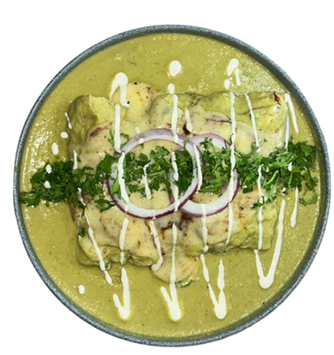 ENCHILADAS SUIZAS CON POLLO VEGANO
